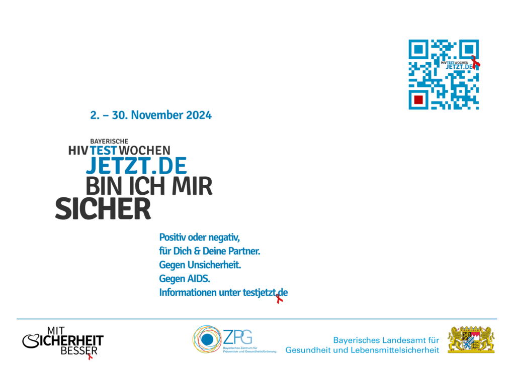 Der Rückseite der Bay. HIV-Testwochen Postkarten: Sex-Positiv oder HIV-negativ, für Dich & Deine Partner. Gegen Unsicherheit. Gegen AIDS. Informationen unter testjetzt.de