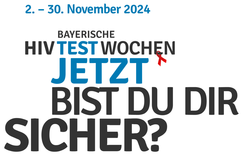 Datum und Logo Bayerische HIV-Testwochen - TestJetzt.de - Bist Du Dir sicher?